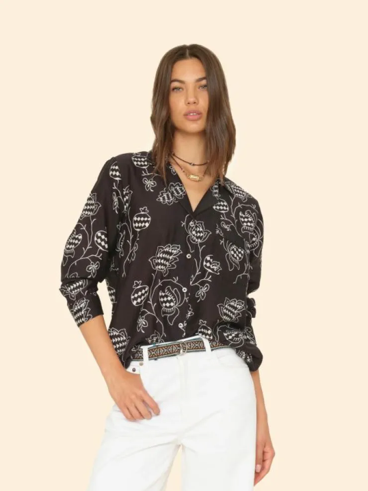 Xirena Shirts<Black Pom Perren Shirt