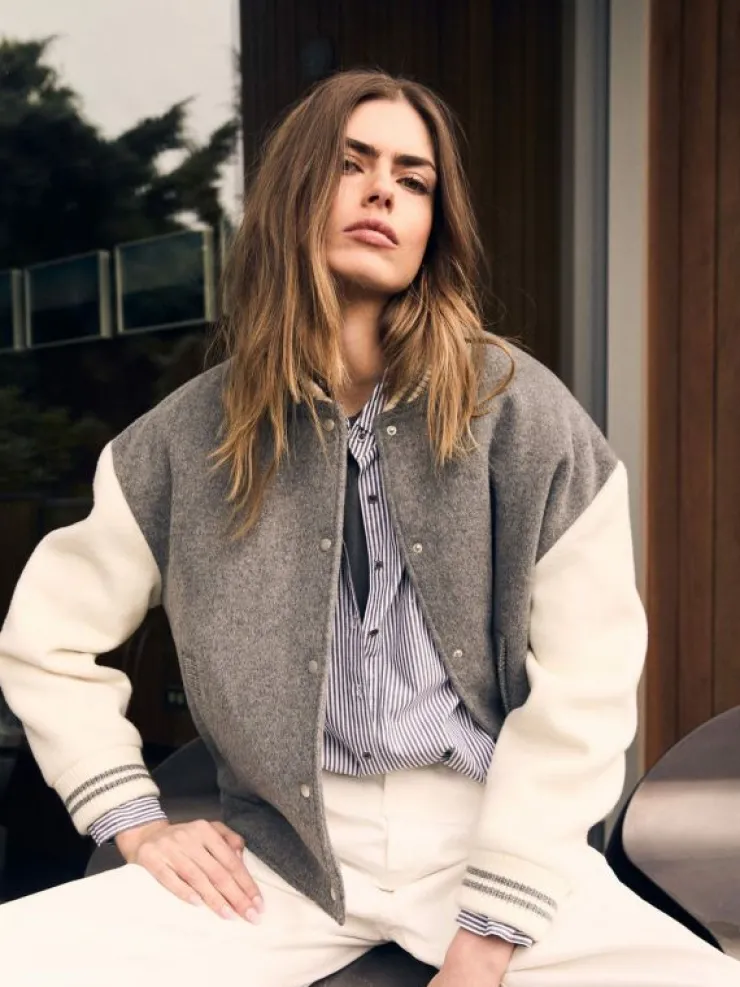 Xirena Sweaters & Jackets<Gravel Chalk Varsity Jacket