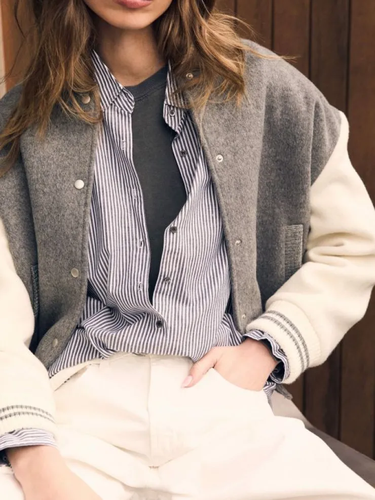 Xirena Sweaters & Jackets<Gravel Chalk Varsity Jacket