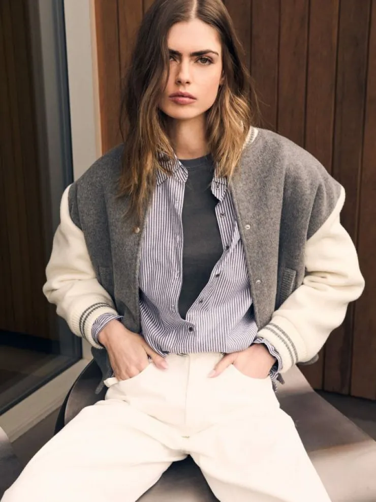 Xirena Sweaters & Jackets<Gravel Chalk Varsity Jacket