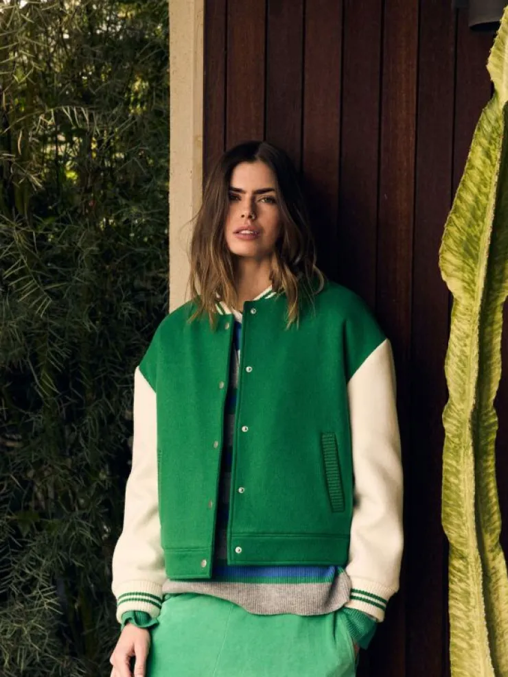 Xirena Sweaters & Jackets<Green Chalk Varsity Jacket