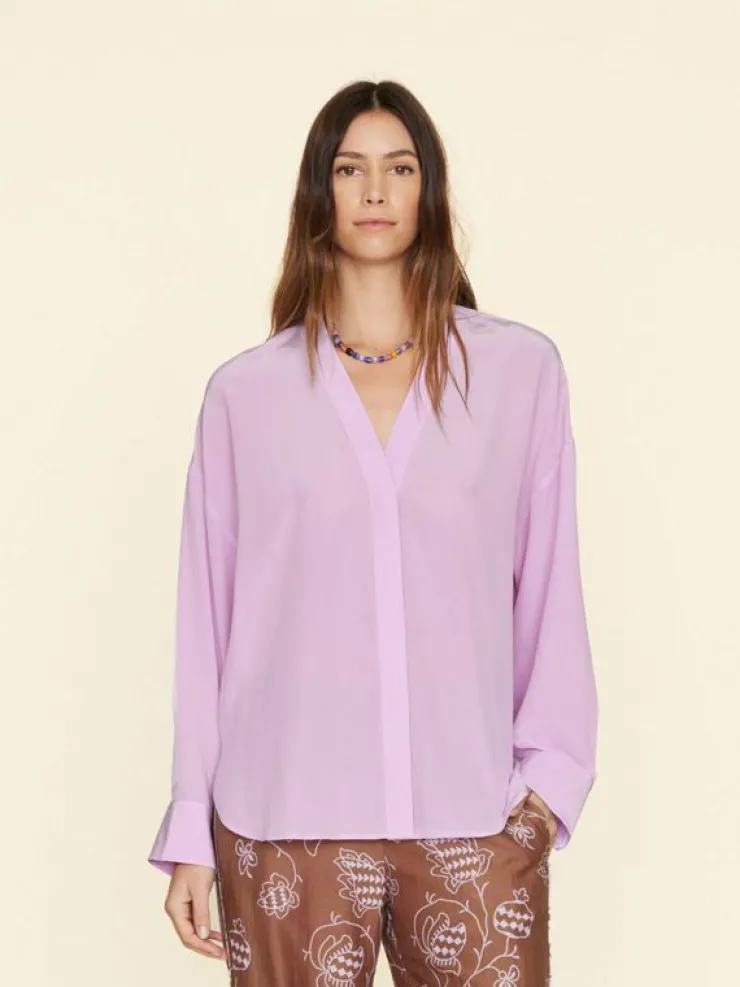 Xirena Shirts<Orchid Bloom Frances Silk Shirt