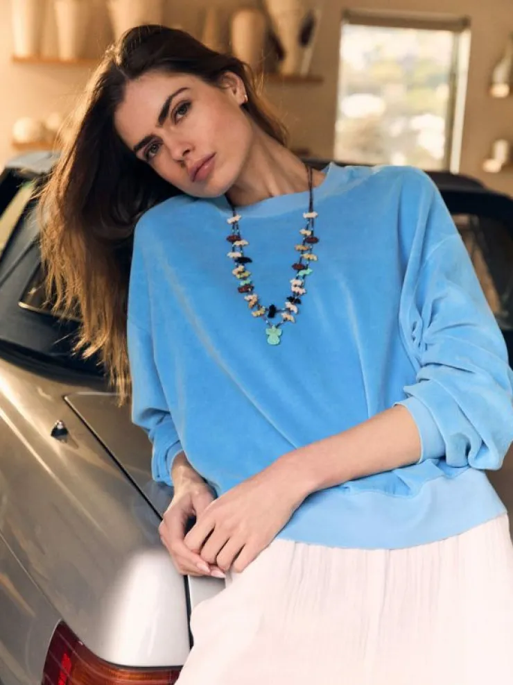 Xirena Sweats & Tees<Pier Blue Huxley Velour Sweatshirt