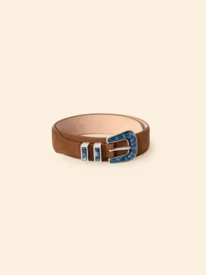 Xirena Accessories<Silver Ostrich Brown Suede Blue Ocean Belt