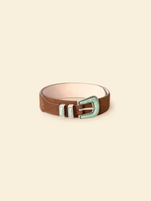 Xirena Accessories<Silver Ostrich Brown Suede Soft Turquoise Belt