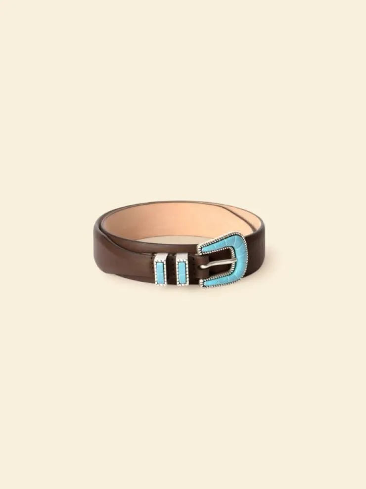 Xirena Accessories<Silver Ostrich Brown Vintage Turquoise Belt