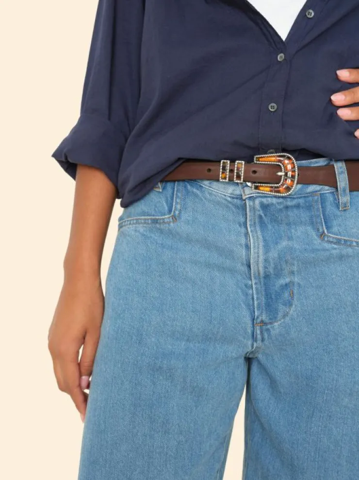 Xirena Accessories<Silver Ostrich Brown Vintage Havana Belt