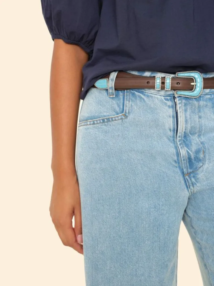 Xirena Accessories<Silver Ostrich Brown Vintage Turquoise Belt