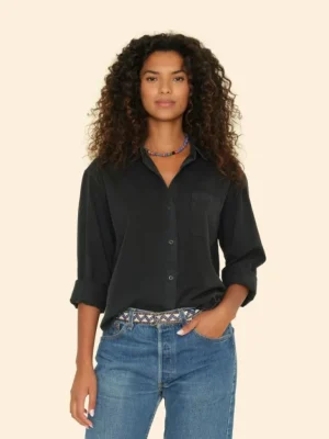 Xirena Shirts<Washed Black Asher Twill Shirt