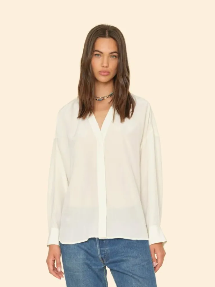 Xirena Shirts<White Agate Frances Silk Shirt