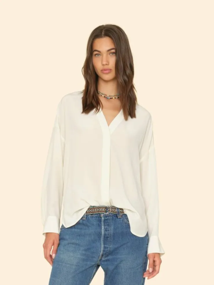 Xirena Shirts<White Agate Frances Silk Shirt